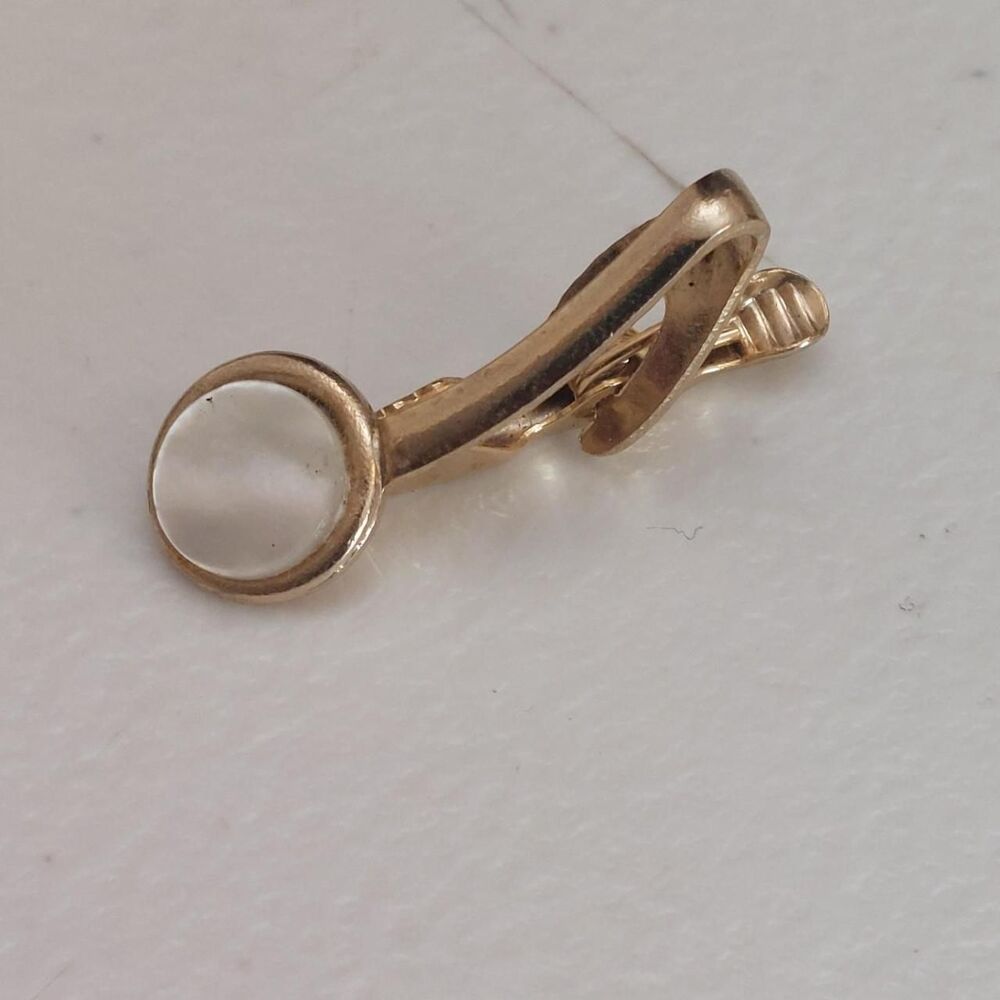 Vintage Mid-Century Gold Tone Tie Clip with MOP Shell Inlay